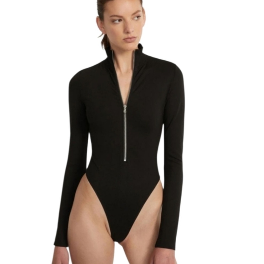 Marissa Webb zip front bodysuit black size XS